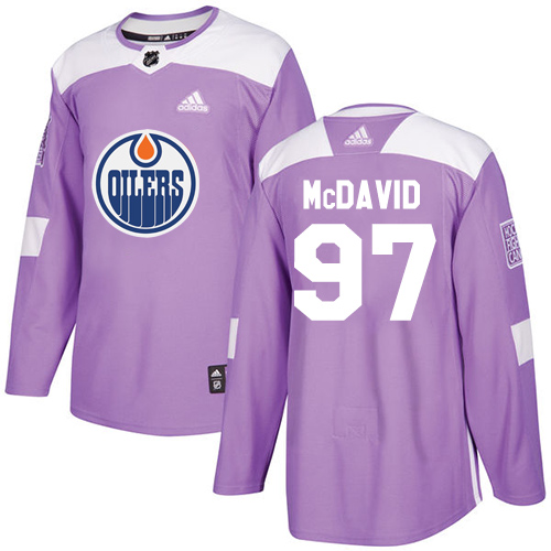 Adidas Oilers #97 Connor McDavid Purple Authentic Fights Cancer Stitched Youth NHL Jersey